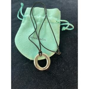 EUC Tiffany Elsa Peretti Sevillana Pendant - Sterling Silver on Black Rope